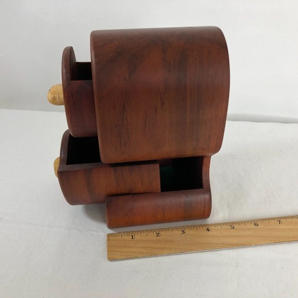 Hand Made Solid Wood Trinket Jewelry Box Artisan Signed Hardwood Puzzle Drawers - Picture 8 of 9